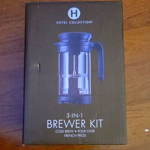 Hotel Collection 3 in 1 Cold Brewer Kit Pour over French Press 1.5 liter…New